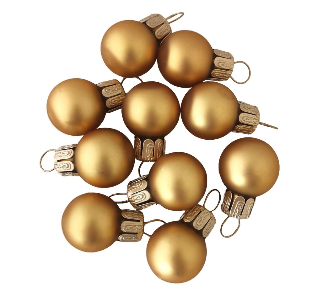 Weihnachtsbaumkugel Mini-Kugeln, Spiegelbeeren gold matt Ø 2cm (10 St) von Schatzhauser