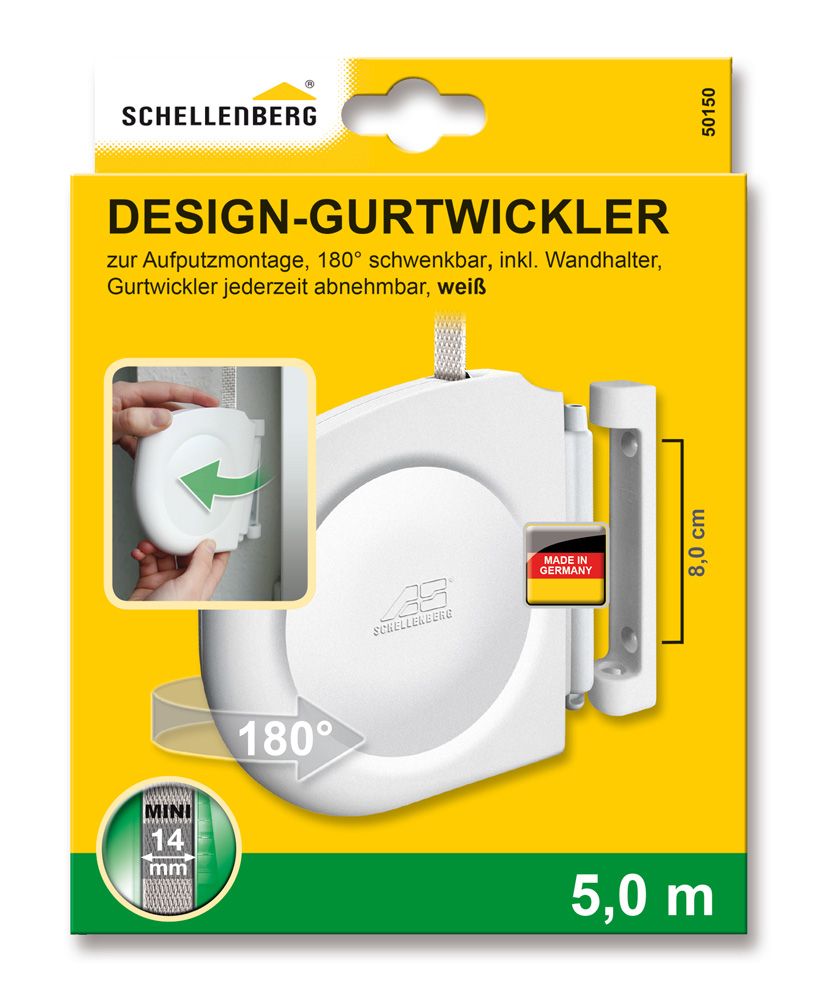 Schellenberg Design Aufschraubwickler Gurtwickler Mini weiß mit Gurt von Schellenberg Alfred