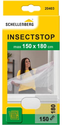 Schellenberg 20403 Fliegengitter für Fenster, Insektenschutz ohne Bohren, zuverlässiger Schutz gegen Mücken, Fliegen, Insekten & Ungeziefer, inkl. Befestigungsband, 150 x 180 cm, weiß von Schellenberg