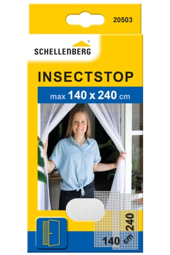 Schellenberg 20503 Fliegengitter für Türen, Maße: 140 x 240 cm Fliegenvorhang für Balkontür & Terassentür, einfache Montage ohne Bohren, Insektenschutz und Mückenschutz, inkl. Befestigungsband von Schellenberg