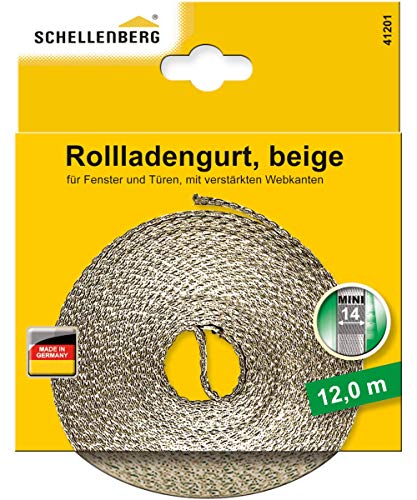 Schellenberg 41201 Rolladengurt 14 mm x 12 m System MINI, Rollladengurt, Gurtband, Rolladenband, beige von Schellenberg