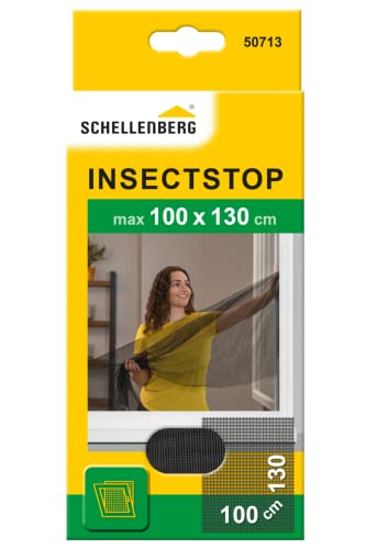 Schellenberg 50713 Fliegengitter für Fenster Insektenschutz und Mückenschutz inkl. Klebestreifen, ohne Bohren, 100 x 130 cm, anthrazit von Schellenberg