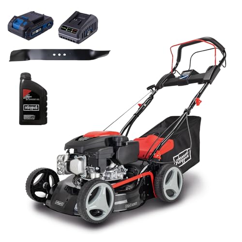Scheppach Rasenmäher RM420AE | 5in1-3,5PS | Schnittbreite 420mm | 45L Fangkorb | Schnitthöhenverstellung 25-75 mm | inkl. E-Start, Radantrieb, Reinigungsfunktion & Motorölzweitem Mähmesser Scheppach Rasenmäher RM420AE | 5in1-3,5PS | Schnittbreite 420mm | 45L Fangkorb | Schnitthöhenverstellung 25-75 mm | inkl. E-Start, Radantrieb, Reinigungsfunktion & Motorölzweitem Mähmesser von Scheppach