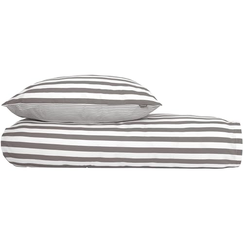 Schiesser Bettwäsche Renforcé Pure Elegance, Farbe: grau und weiß gestreift, Größe: 135 cm x 200 cm von Schiesser