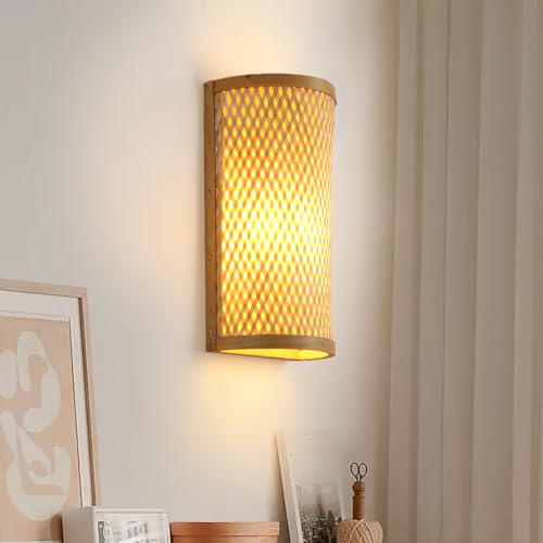 Schindora Bambus Wandleuchte Innen Boho,Holz Wandlampe Vintage Rustikales Dekor Lampe E27 Hand Gewebt Lampenschirm For Wohnzimmer Schlafzimmer Wand Schindora Bambus Wandleuchte Innen Boho,Holz Wandlampe Vintage Rustikales Dekor Lampe E27 Hand Gewebt Lampenschirm For Wohnzimmer Schlafzimmer Wand von Schindora