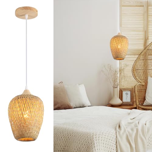 Schindora Lampenschirm Bambus Und Holz Boho,Handgewebt Doppelschicht Pendelleuchte Esstisch Vintage KüChe Lampe Dekor Eine-Licht HäNgelampe FüR Schlafzimmer Kronleuchter Wohnzimmer Schindora Lampenschirm Bambus Und Holz Boho,Handgewebt Doppelschicht Pendelleuchte Esstisch Vintage KüChe Lampe Dekor Eine-Licht HäNgelampe FüR Schlafzimmer Kronleuchter Wohnzimmer von Schindora