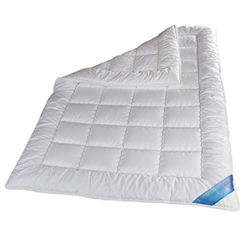 Schlafmond 3-teiliges Bettenset Medicus Clean Allergiker - Winter-Set - 200x200 cm Winterdecke + 2X 40x80 cm Kissen - 100% Baumwolle - Weiß - Waschbar bis 95 Grad von Schlafmond