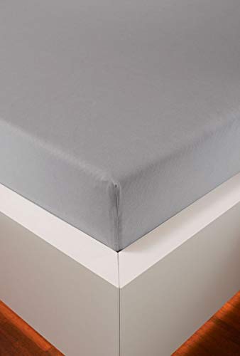 Schlummerglück Spannbetttuch mit hochwertigem Tencel, Falten- und bügelfrei, ideal für höhere Matratzen/Boxspringbetten, versch. Größen und Farben wählbar (Silber, 180-200 x 200-220 cm) von Schlummerglück