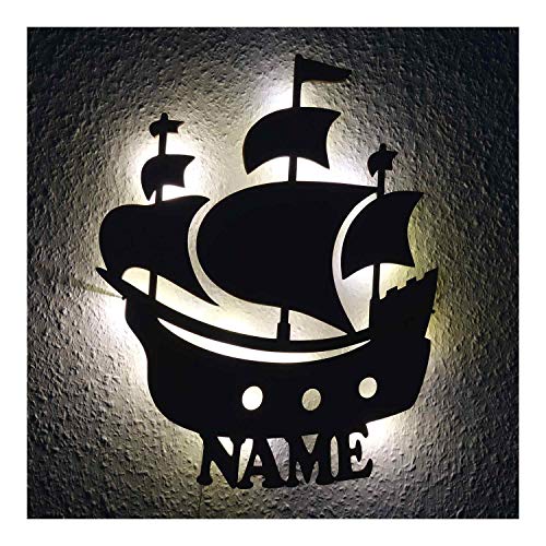 Led Design Schiff Nachtlicht Piratenschiff Lampe, Geschenkidee mit Namen von Namofactur