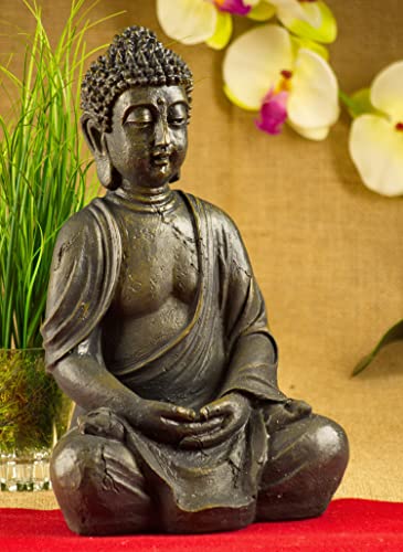 Schneemann-Versand Bronze farbener Thai Buddha Budda Figur Statue Feng Shui 30 cm sitzend von Schneemann-Versand
