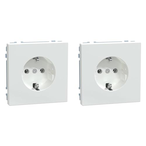 Merten MEG2301-6035 Schuko Steckdose, Steckklemmen, Schutzkontaktsteckdose, System Design,Lotosweiß,Made in Germany (Packung mit 2) von Schneider Electric