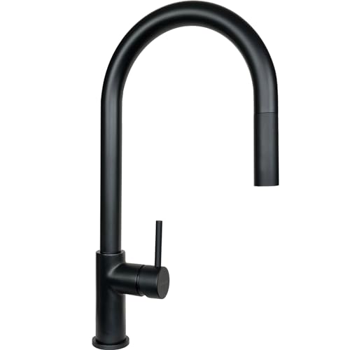 SCHOCK | Einhebelmischer Aquarain mit hohem gebogenen Wasserhahn mit ausziehbarer Handbrause mit Doppelstrahl, Farbe Schwarz, H445 SCHOCK | Einhebelmischer Aquarain mit hohem gebogenen Wasserhahn mit ausziehbarer Handbrause mit Doppelstrahl, Farbe Schwarz, H445 von Schock
