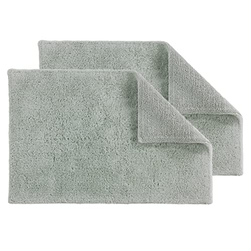 Schöner Wohnen Kollektion Badteppich 60 x 90 cm 2er Set – beidseitig verwendbar & waschbar – 100% Baumwolle – Badematte einfarbig Mint von Schöner Wohnen Kollektion