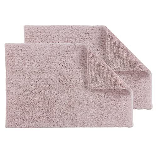 Schöner Wohnen Kollektion Badteppich 60 x 90 cm 2er Set – beidseitig verwendbar & waschbar – 100% Baumwolle – Badematte einfarbig Rose von Schöner Wohnen Kollektion