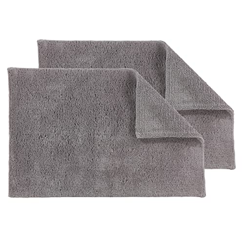 Schöner Wohnen Kollektion Badteppich 67 x 110 cm 2er Set – beidseitig verwendbar & waschbar – 100% Baumwolle – Badematte einfarbig hellgrau von Schöner Wohnen Kollektion