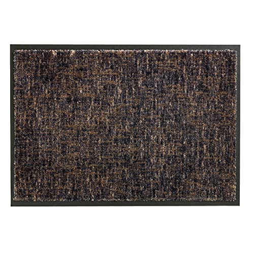 Schöner Wohnen Kollektion strapazierfähige Schmutzfangmatte Miami – getuftete Fußmatte 50x70 cm in Gitter anthrazit-Taupe – waschbarer Sauberlauf von Schöner Wohnen Kollektion