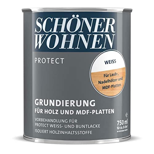 Schöner Wohnen Protect MDF Grund, auf Kunstharzbasis, Farbton Reinweiss / 750 ml von Schöner Wohnen