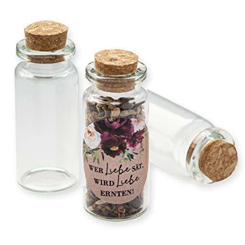 Schokoladenseite 40 Stk Glasflaschen Boho 175303, kleine Fläschchen mit Korken und Aufkleber für Blumensamen, Gastgeschenk für Hochzeit, Taufe, Geburtstag Schokoladenseite 40 Stk Glasflaschen Boho 175303, kleine Fläschchen mit Korken und Aufkleber für Blumensamen, Gastgeschenk für Hochzeit, Taufe, Geburtstag von Schokoladenseite