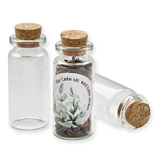 Schokoladenseite 40 Stk Glasflaschen Eukalyptus2 190105, kleine Fläschchen mit Korken und Aufkleber für Blumensamen, Gastgeschenk für Hochzeit, Taufe, Geburtstag Schokoladenseite 40 Stk Glasflaschen Eukalyptus2 190105, kleine Fläschchen mit Korken und Aufkleber für Blumensamen, Gastgeschenk für Hochzeit, Taufe, Geburtstag von Schokoladenseite