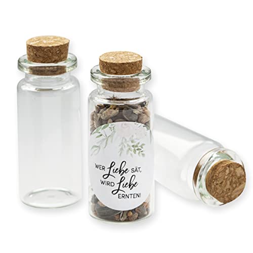 Schokoladenseite 40 Stk Glasflaschen Greenery, kleine Fläschchen mit Korken und Aufkleber für Blumensamen, Gastgeschenk für Hochzeit, Taufe, Geburtstag Schokoladenseite 40 Stk Glasflaschen Greenery, kleine Fläschchen mit Korken und Aufkleber für Blumensamen, Gastgeschenk für Hochzeit, Taufe, Geburtstag von Schokoladenseite