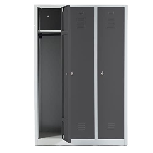 Schrank & Stuhl Spind – Metallspind mit 3 Abteilen in 180 x 120 x 50 cm, Schließfachschrank mit Hutboden & Drehriegelverschlüssen, Lieferung komplett montiert, Grau/Anthrazit von Schrank & Stuhl