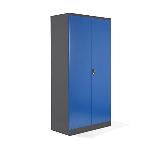 Schrank & Stuhl XXL Werkzeugschrank – Werkstattschrank mit 4 höhenverstellbaren Fachböden, Stahlschrank für Werkzeuge, 195 x 92 x 60 cm (H x B x T), Anthrazit/Blau von Schrank & Stuhl