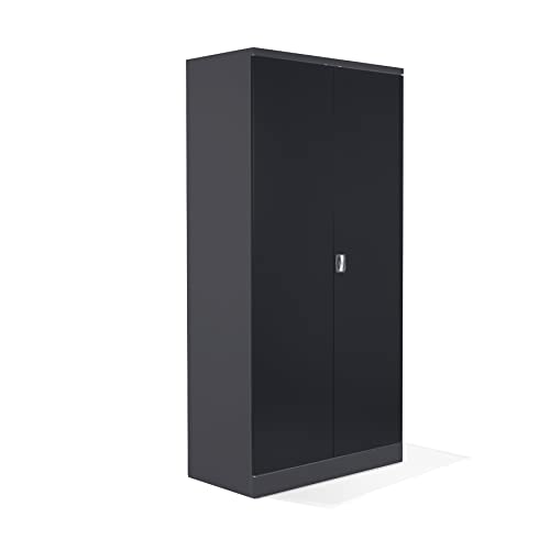 Schrank & Stuhl XXL Werkzeugschrank – Werkstattschrank mit 4 höhenverstellbaren Fachböden, Stahlschrank für Werkzeuge, 195 x 92 x 60 cm (H x B x T), Anthrazit/Schwarz von Schrank & Stuhl