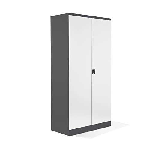 Schrank & Stuhl XXL Werkzeugschrank – Werkstattschrank mit 4 höhenverstellbaren Fachböden, Stahlschrank für Werkzeuge, 195 x 92 x 60 cm (H x B x T), Anthrazit/Weiß von Schrank & Stuhl