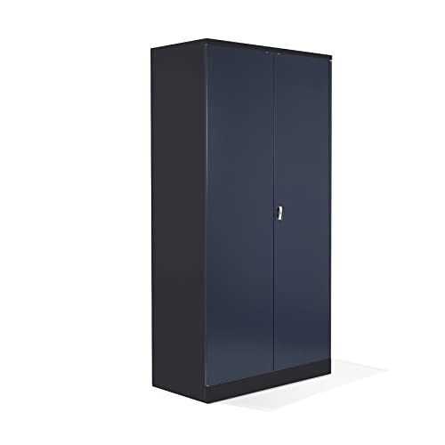 Schrank & Stuhl XXL Werkzeugschrank – Werkstattschrank mit 4 höhenverstellbaren Fachböden, Stahlschrank für Werkzeuge, 195 x 92 x 60 cm (H x B x T), Schwarz/Anthrazit von Schrank & Stuhl