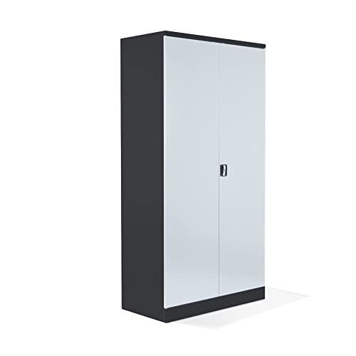 Schrank & Stuhl XXL Werkzeugschrank – Werkstattschrank mit 4 höhenverstellbaren Fachböden, Stahlschrank für Werkzeuge, 195 x 92 x 60 cm (H x B x T), Schwarz/Grau von Schrank & Stuhl