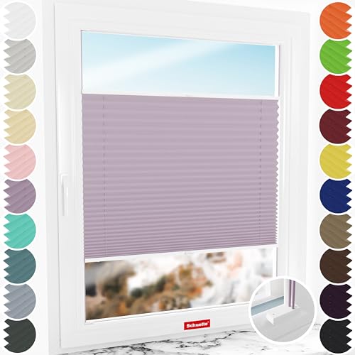 Schuette® Plissee mit Bohren zum Anschrauben ● Premium Kollektion: Plum Charm (Lila) ● 60x80cm (Breite x Höhe) ● Suprafix Faltrollo Befestigung ● Bequeme Rollo Montage inkl. Video von Schuette