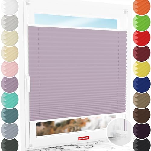 Schuette® Plissee ohne Bohren ● Thermo Kollektion: Pastel Grape (lila) ● 100x200cm (Breite x Höhe) ● Suprafix Faltrollo Klemmfix 2.0 Rollo ● 60 Sekunden Plisseerollo Montage inkl. Video von Schuette