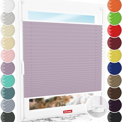 Schuette® Plissee ohne Bohren ● Thermo Kollektion: Pastel Grape (lila) ● 85x230cm (Breite x Höhe) ● Suprafix Faltrollo Klemmfix Zum Festdrehen Rollo ● 60 Sekunden Montage inkl. Video von Schuette