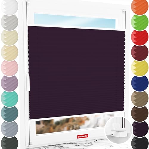 Schuette® Plissee ohne Bohren ● Thermo Kollektion: Violet Paradise (Violett) ● 85x130cm (Breite x Höhe) ● Suprafix Faltrollo Klemmfix Zum Festdrehen Rollo ● 60 Sekunden Montage inkl. Video von Schuette