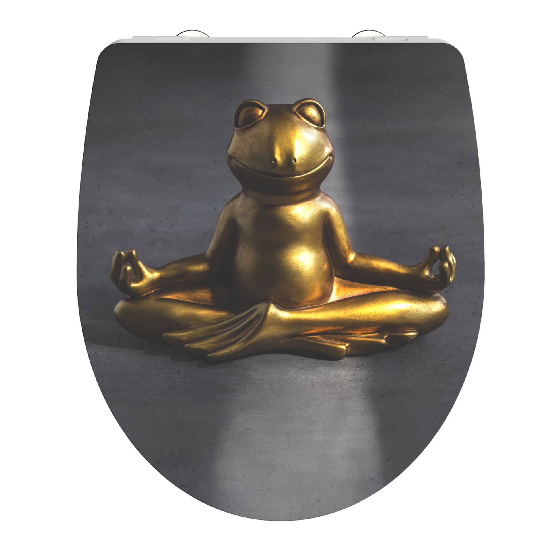 Schütte WC-Sitz 'Relaxing Frog HG' mit Absenkautomatik grau/gold 37,5 x 45 cm von Schütte