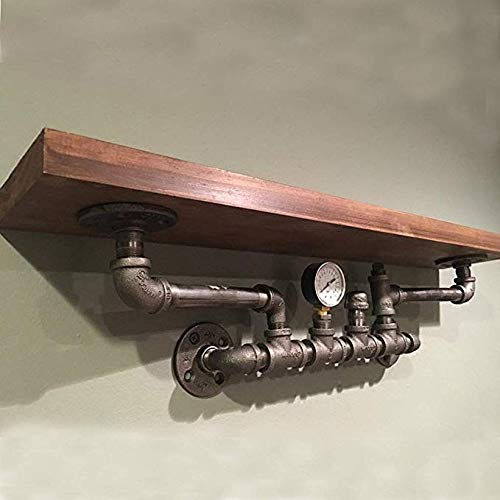 Industrial Style Floating Regal Wand montiert Eisen Rohre Regale ， Heavy Duty Retro DIY Wand Dekor Regal für Schlafzimmer, dekorative rustikale Eisen Klammer mit Holzbrett von Schweberegale