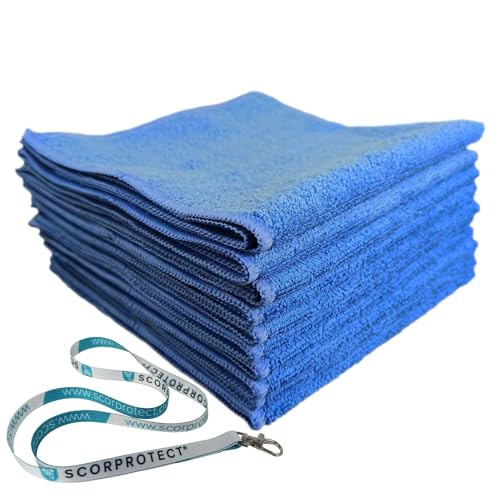 Scorprotect 10x Mikrofasertuch 40x40 cm 300 GSM Blau + Schlüsselband von Scorprotect