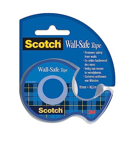 Scotch Wandsicheres Klebeband - 1 Rolle, 19 mm x 16.5 m - Haftet Sicher, Entfernt Sauber, Unsichtbar, Fotoecht, Entwickelt für Büro und Zuhause von Scotch