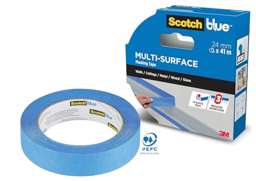 ScotchBlue Premium 2090 UK Abdeckband für Wände, Decken, Metall, Holz und Glas, blau, 24mm von ScotchBlue