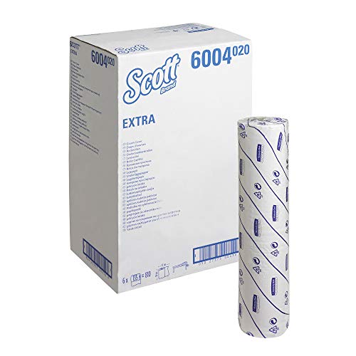 Scott Extra Ärzterollen (59 B) 6004 – 6 Rollen mit je 135 weißen, 2-lagigen Liegenabdeckungen von Scott