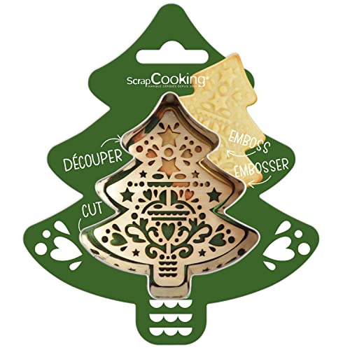 ScrapCooking - Ausstechformen + Prägeschablone, Holz, Tannenholz – Ausstechform Weihnachten aus Edelstahl für Relief Kekse – Backform Zubehör sandgestrahlt – 2092 von ScrapCooking