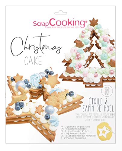 ScrapCooking 3912 Vorlagen-Set für Weihnachtskuchen, Tannenbaum & Stern – Zubehör zum Backen für Dessert, Weihnachtskuchen Number Cake Design – mit Rezepten von ScrapCooking