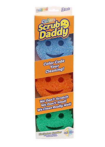 Scrub Daddy Colors Spülschwamm, Putzschwämme im Multipack - Texturveränderung, kratzfreier Schmutzradierer Schwamm für die Küche, geruchsresistent, Küchenschwamm spülmaschinenfest - 3-er Pack von Scrub Daddy