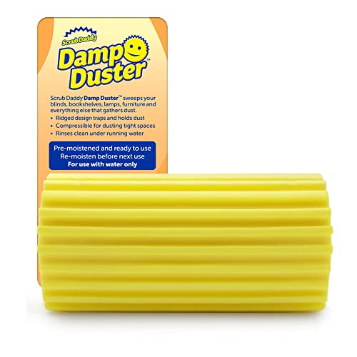 Scrub Daddy Damp Duster, Staubwedel waschbar, Reinigungsgeräte Haushalt, Staubschwamm für Holzjalousien, Heizkörper, Fußleisten, Spiegel & Spinnweben, Putzschwamm antistatisch für Staub, Gelb von Scrub Daddy