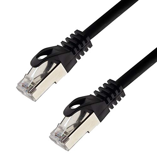 Netzwerkkabel S/FTP PIMF Cat. 7 0,50 Meter schwarz Patchkabel Gigabit Ethernet LAN DSL CAT7 Kabel von SeKi