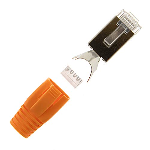 SeKi 10x Netzwerkstecker Orange CAT 7 6A RJ45 LAN Netzwerk Crimp Stecker Knickschutz von SeKi