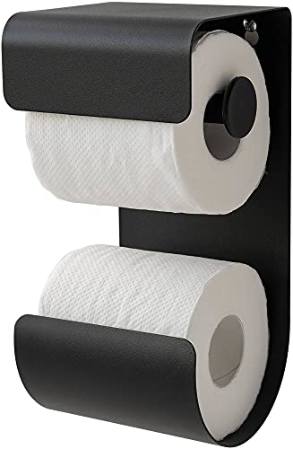 Sealskin Brix Toilettenpapierhalter mit integriertem Reserverollenhalter, Metall, Farbe Schwarz von Sealskin
