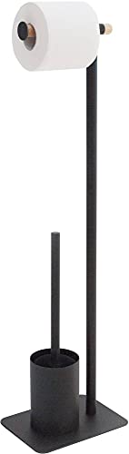 Sealskin Stand WC-Garnitur Brix, WC-Butler aus Metall und Holz, Farbe Schwarz, 20 x 15 x 71,5 cm von Sealskin