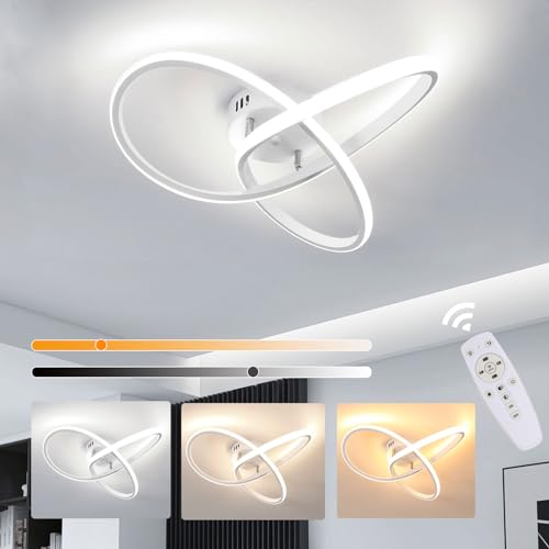 Seamoon LED Deckenleuchte Dimmbar, 36W 4050LM Deckenlampe Modern mit Fernbedienung 3000K-6500K, LED Deckenbeleuchtung für Wohnzimmer Schlafzimmer Badezimmer Küche Flur Balkon, Durchmesser 40cm von Seamoon