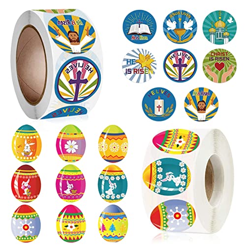 Ostern Aufkleber, Oster Sticker, Cartoon Tier Aufkleber, 2 Rollen Selbstklebende Belohnungsaufkleber für Geschenkbeutel DIY Craft Scrapbooking Aufkleber, Runde Osterdekorationsaufkleber für Kinder von Seasboes